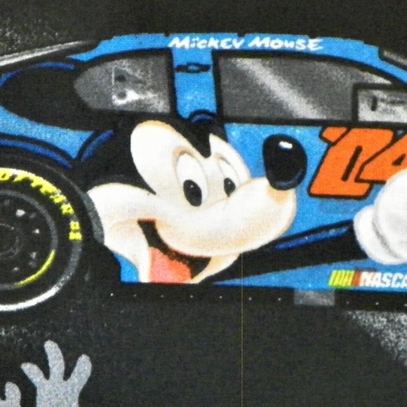 Fabric Mickey Mouse Nascar Disney Black 1 YD Rare - Picture 3 of 8